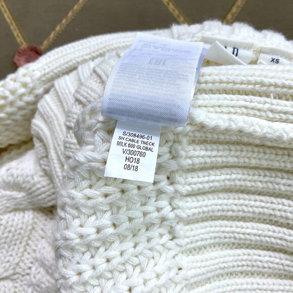 Gap Sweater Turtleneck Cable Knit Chunky Knit Ivory Fisherman (XS) - Picture 6 of 7